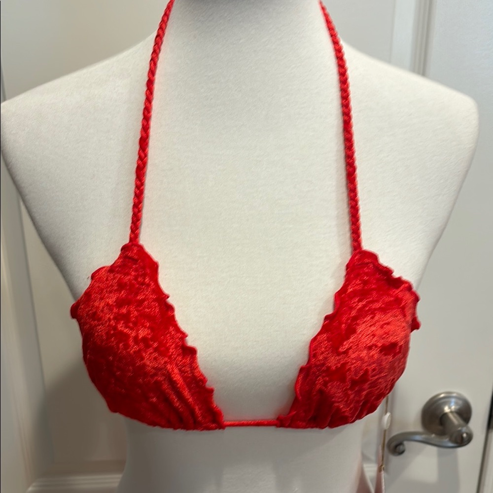 Red Lace Halter Bikini Set by Luli Fama - Picture 2 of 5